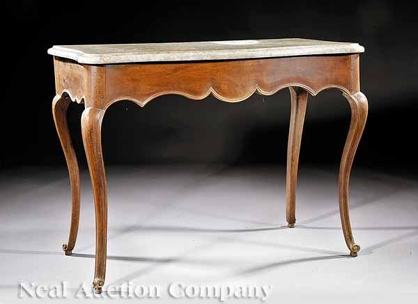 Appraisal: A Louis XV Walnut Console Table th c serpentine Gris