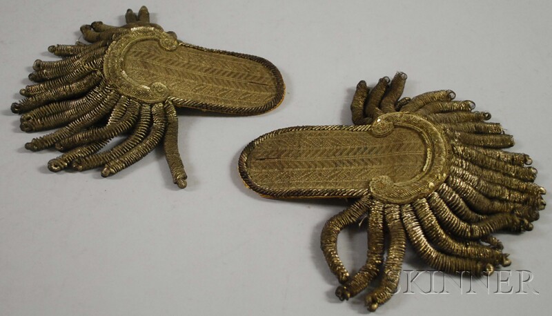 Appraisal: Pair of Civil War-era Epaulettes metallic gilt wire and threads