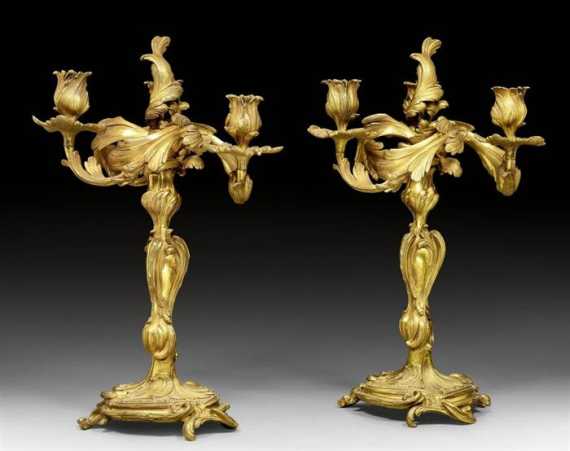 Appraisal: PAIR OF IMPORTANT CANDELABRAS Louis XV probably by J A