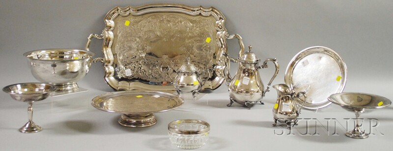 Appraisal: Ten Silver-plated Serving Items a large tazza two compotes a