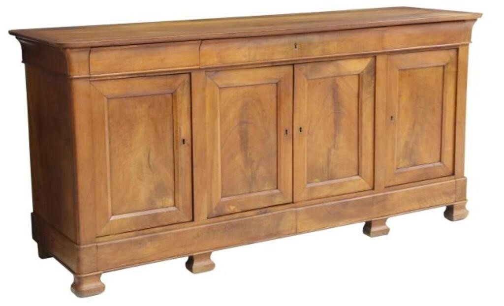 Appraisal: French Louis Philippe period walnut sideboard mid th c fitted