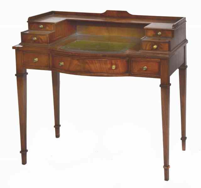 Appraisal: A REPRODUCTION MAHOGANY SHERATON STYLE LADIES WRITING DESK the low