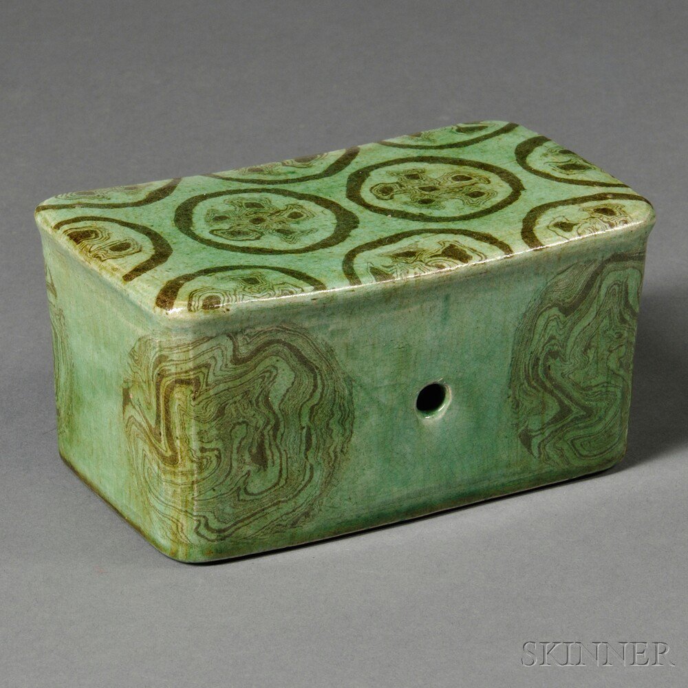 Appraisal: Porcelain Wrist Rest China rectangular with apple green glaze and