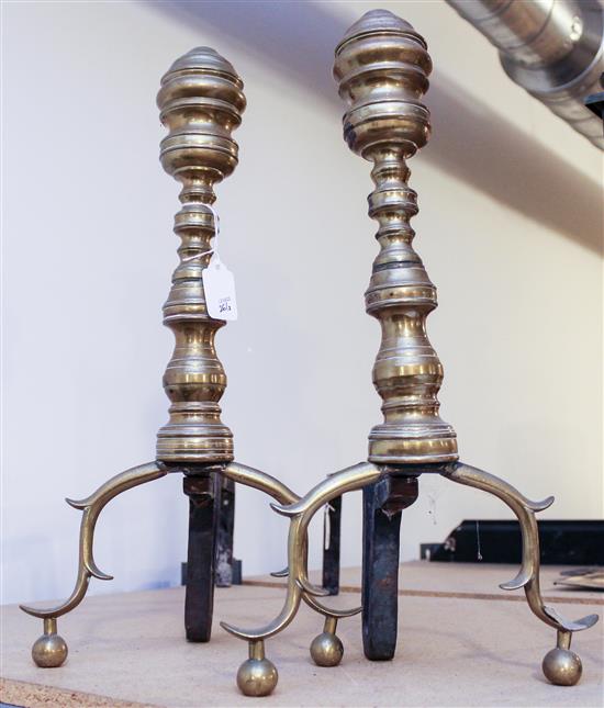 Appraisal: Sale Lot A Pair of Brass Andirons Height inches -