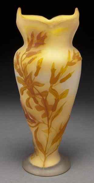 Appraisal: Galle cameo glass vase with deeply cut floraldecoration in a