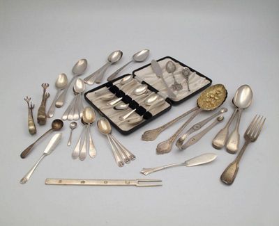 Appraisal: A mixed lot of silver flatware various dates and makers