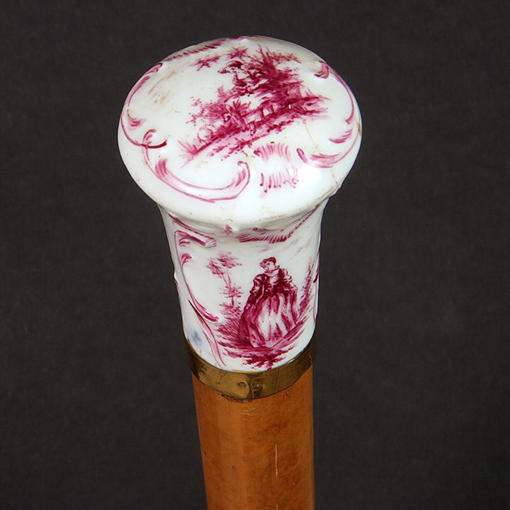 Appraisal: French Dress Cane Ca - A hand painted French porcelain