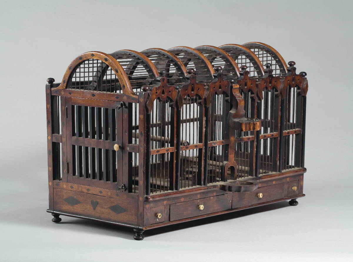 Appraisal: REGENCY INLAID-MAHOGANY BIRDCAGE WITH ARCHED TOP Height inches length inches