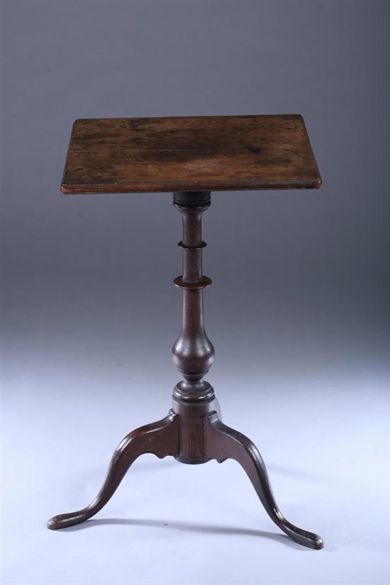 Appraisal: AMERICAN QUEEN ANNE CHERRYWOOD SQUARE-TOP TRIPOD TABLE th century Molded-edge