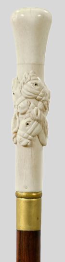 Appraisal: Good Edwardian Ivory-Handled Rosewood Walking Stick first quarter th century