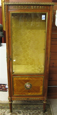 Appraisal: LOUIS XVI STYLE VITRINE of finished wood with ormolu mounts