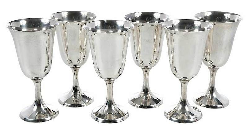 Appraisal: Set of Twelve Sterling Goblets probably Japanese th century typical