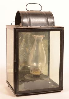 Appraisal: th Century Tin Kerosene Lantern Mirrored back and glass housing