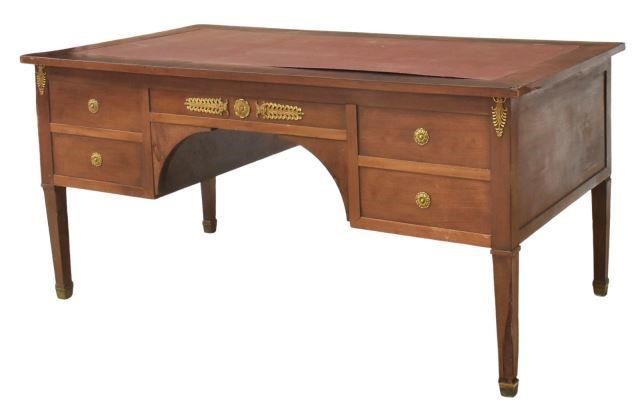 Appraisal: French Empire style mahogany bureau plat writing desk mid th