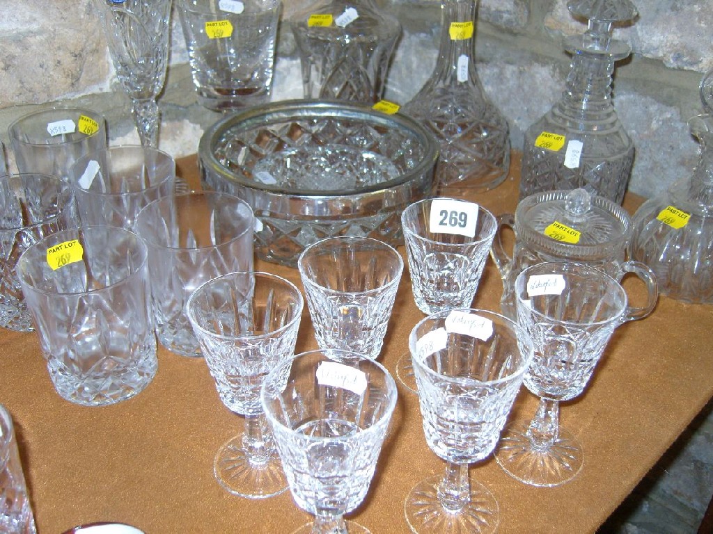 Appraisal: A set of six Waterford stem sherry glasses with cut