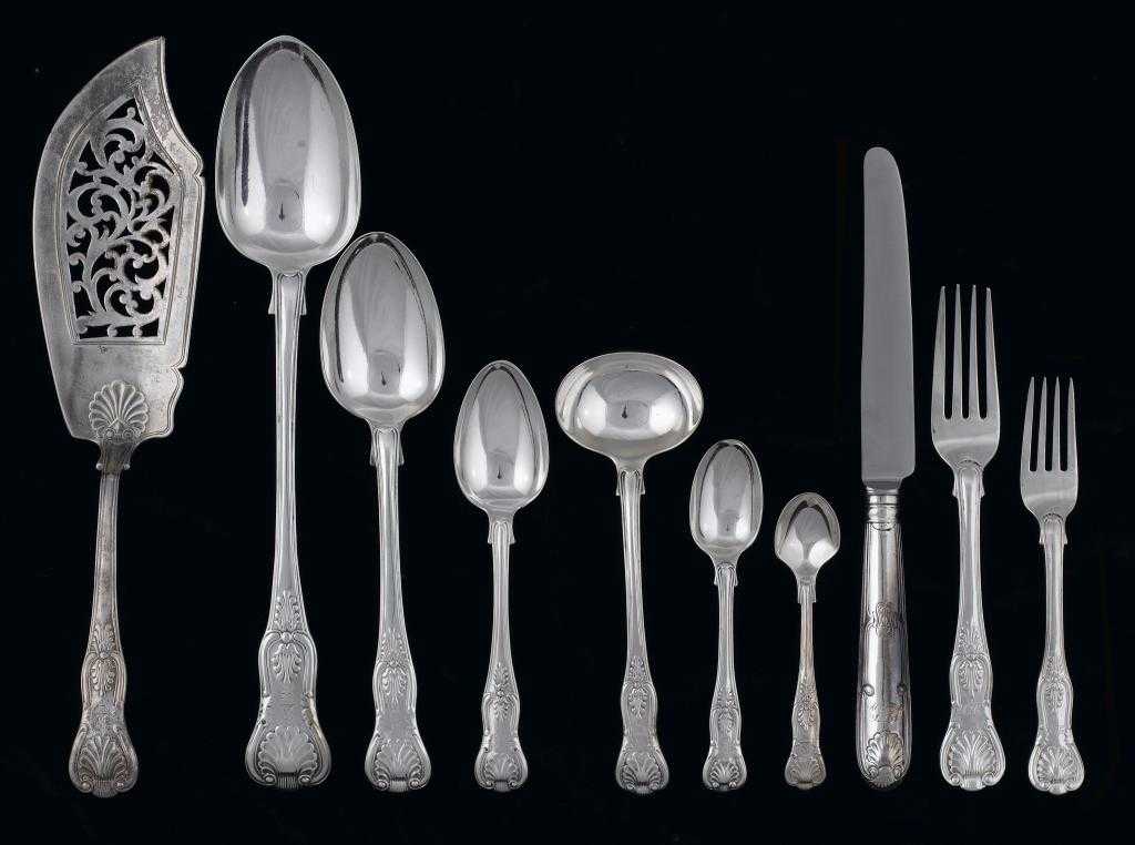 Appraisal: A MATCHED VICTORIAN TABLE SERVICE of King's pattern diamond heel