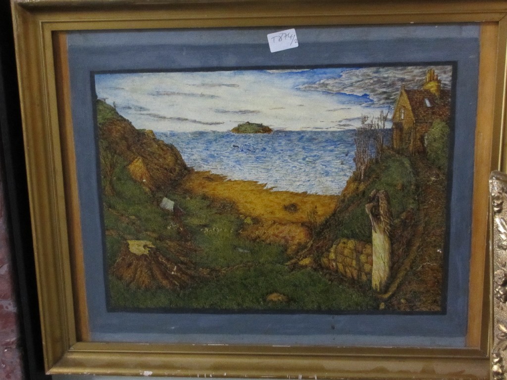 Appraisal: PETER ORLA BAROZKI Oil on panel coastal scene labelled verso