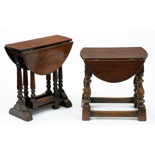 Appraisal: Two dwarf oak drop leaf tables and cm h