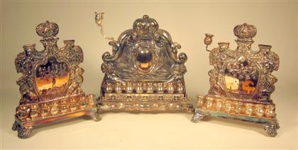 Appraisal: Three continental silver Menorah th century