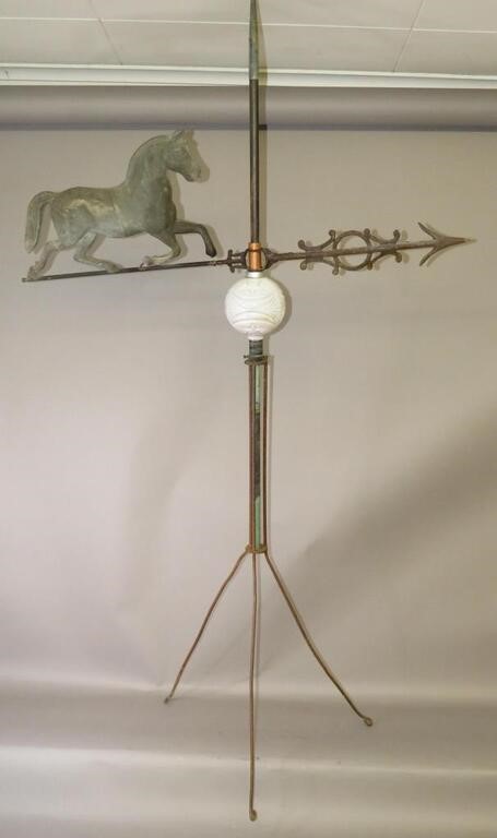 Appraisal: LIGHTNING ROD WITH RUNNING HORSE WEATHERVANEca - iron rod and