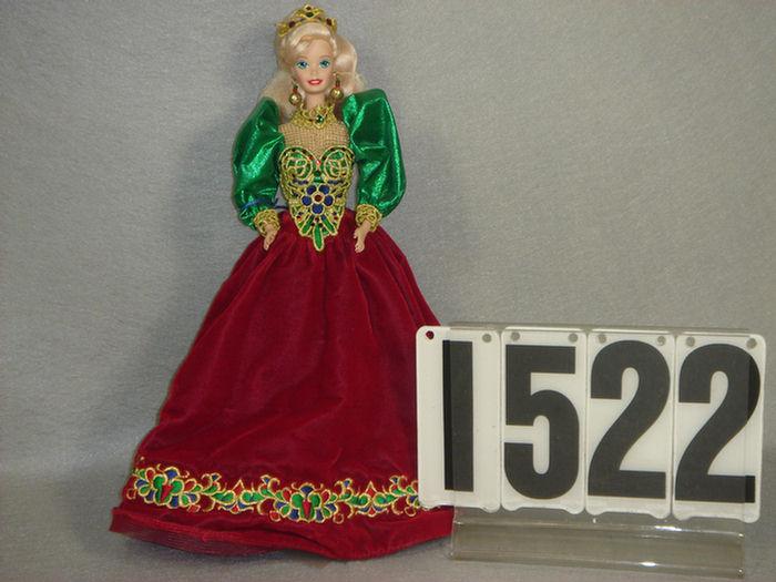 Appraisal: Holiday Jewel porcelain Barbie wearing red velvet holiday gown good