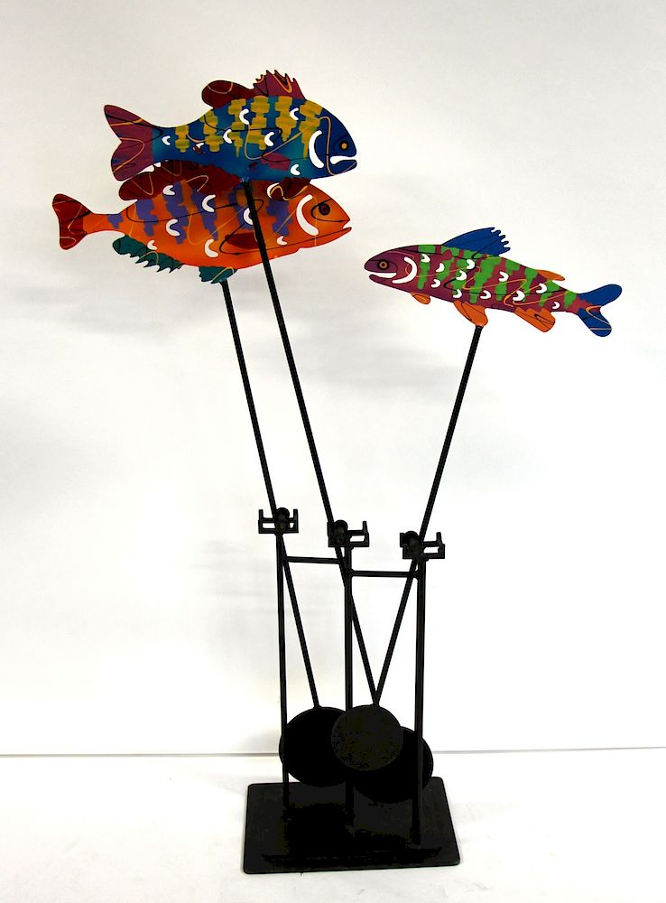 Appraisal: FREDERICK PRESCOTT AMERICAN b Kinetic Sculpture Fish Signed and dated