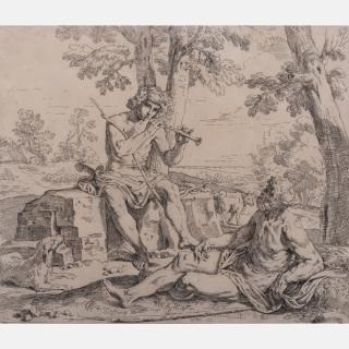 Appraisal: Simone Cantarini - Mercury and Argus Etching on laid paper