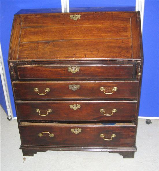 Appraisal: Oak bureau th century with fall flap enclosing a small