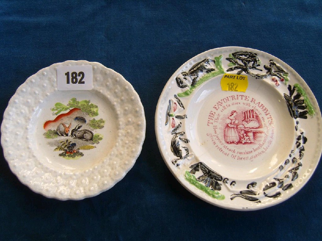 Appraisal: Two early th century child's plates one with pink printed