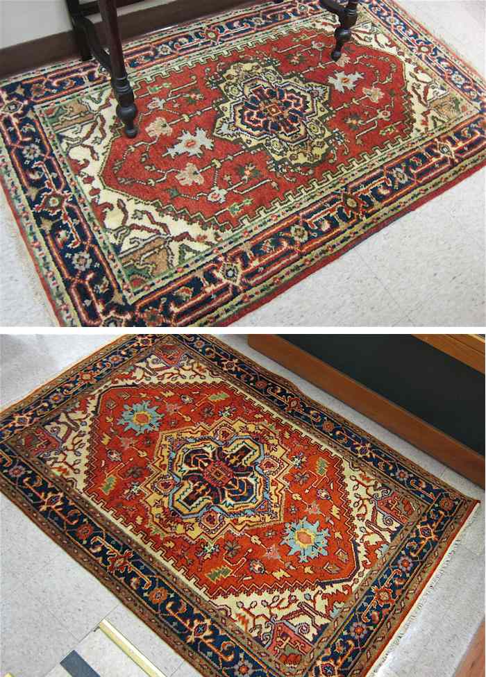 Appraisal: TWO SIMILAR HAND KNOTTED ORIENTAL AREA RUGS Persian Serapi design