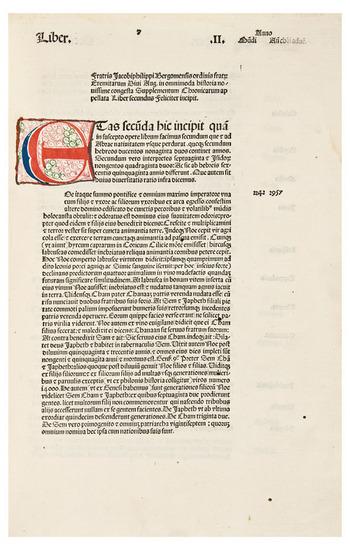 Appraisal: BERGAMO Jacobus Philippus de - Supplementum chronicarum Venice Bernardinus Benalius