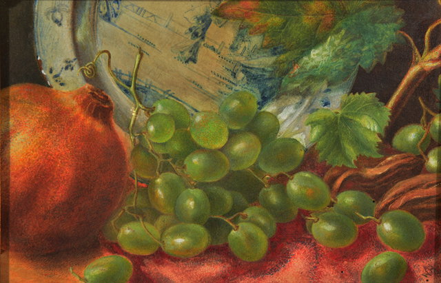 Appraisal: WILLIAM HUNT - A STILL LIFE OF GRAPES POMEGRANATE AND