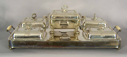 Appraisal: Large silver plated warming station h x w