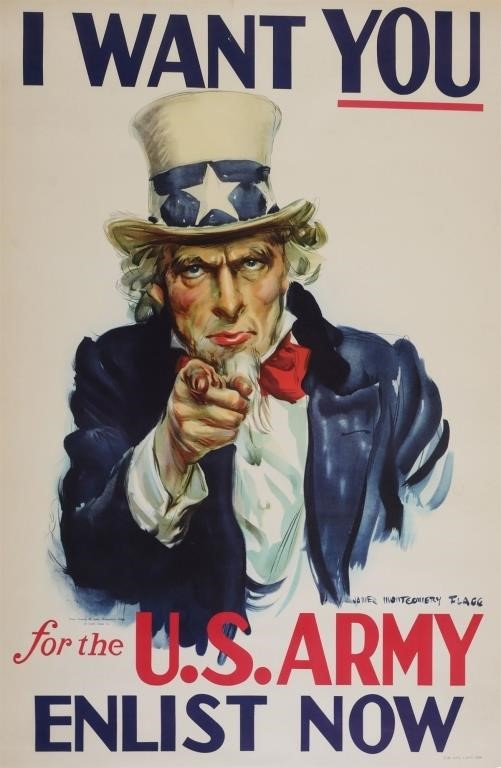 Appraisal: UNCLE SAM JAMES MONTGOMERY FLAGG WWII POSTERJames Montgomery Flagg designed