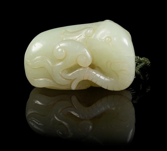 Appraisal: Sale Lot A Carved Jade Toggle the even celadon stone