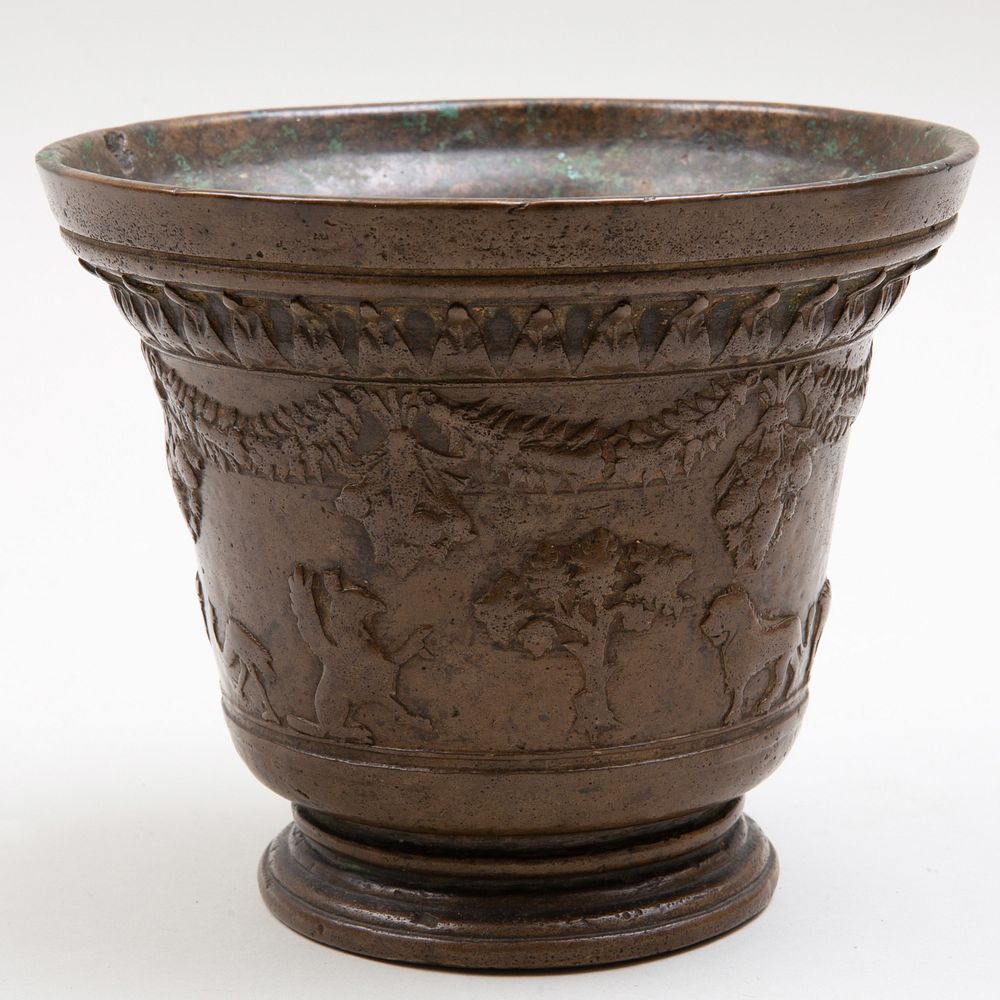 Appraisal: Renaissance Bronze Mortar x in Condition With uneven patination throughout