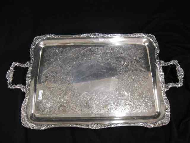 Appraisal: Large Silverplate Serving Tray by Rogers footed handled '' x