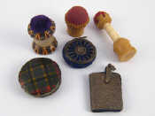 Appraisal: Three Victorian pincushions a tartan mauchlin ware wheel a pierced