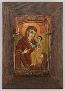 Appraisal: Early Greek Icon Mother of God with wood Greek Mother