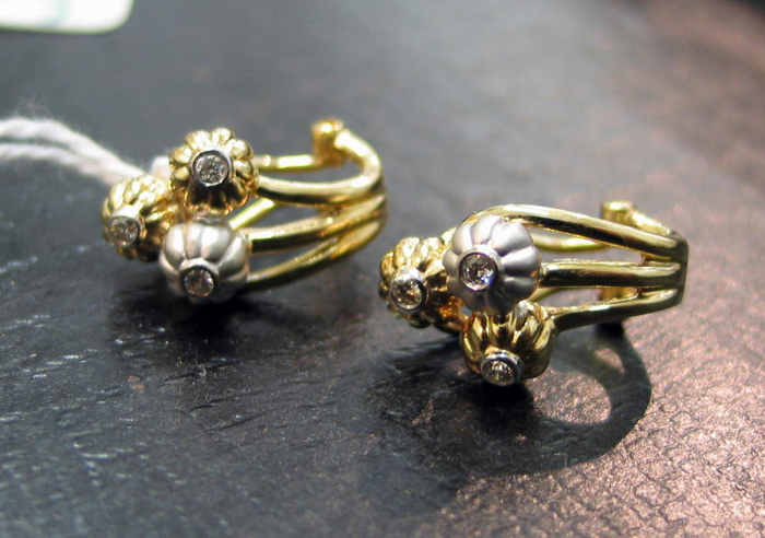 Appraisal: PAIR OF DIAMOND AND FOURTEEN KARAT YELLOW AND WHITE GOLD