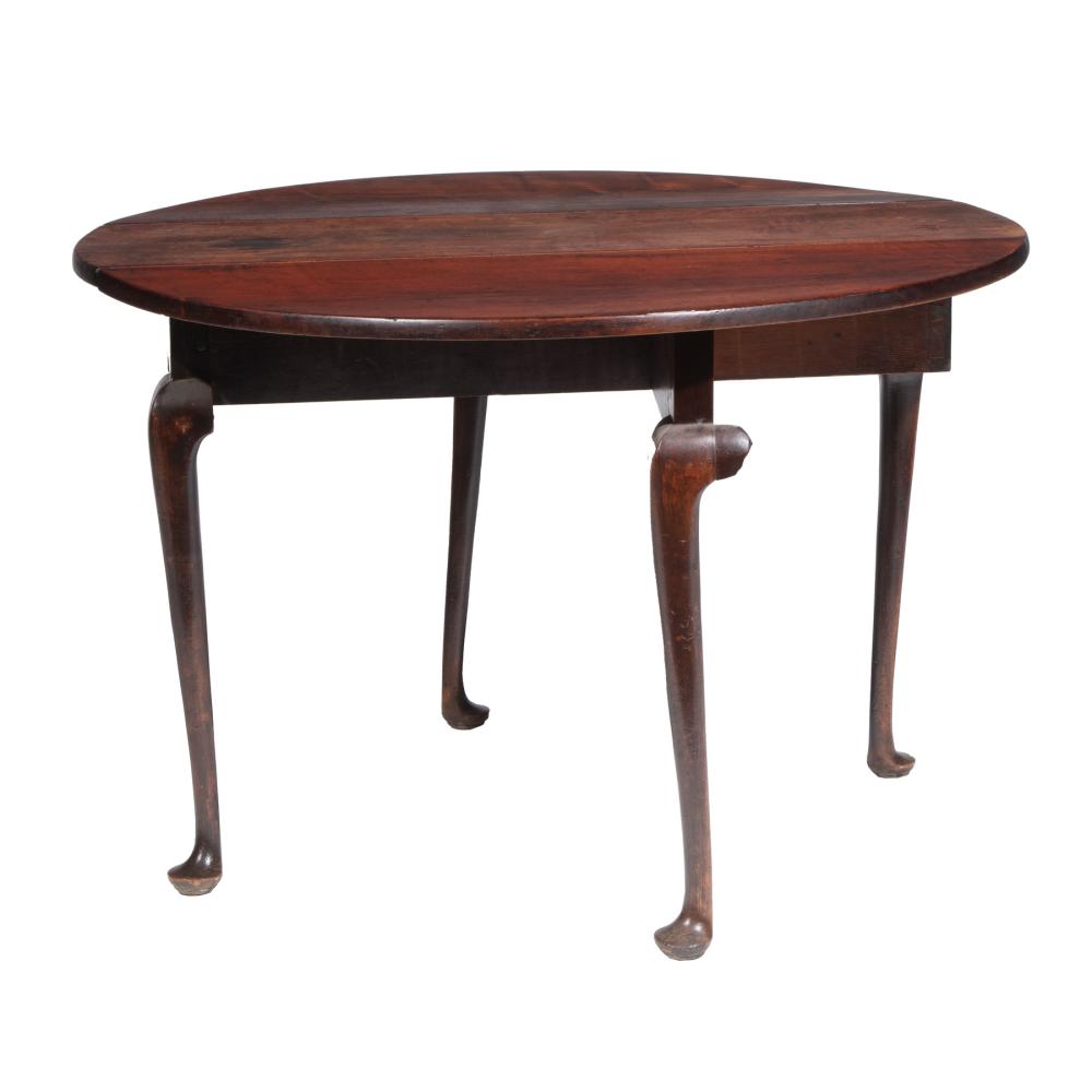 Appraisal: QUEEN ANNE-STYLE CARVED WALNUT DROP-LEAF TABLEAntique Queen Anne-Style Carved Walnut