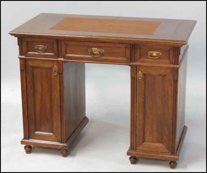 Appraisal: MAHOGANY KNEEHOLE DESK WITH SUEDE WRITING SURFACE H '' W