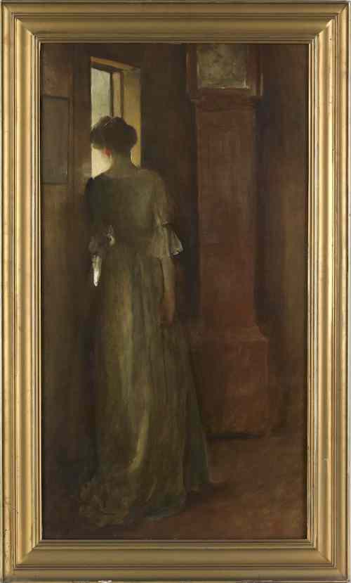 Appraisal: John White Alexander American - oil on canvas full-length portrait