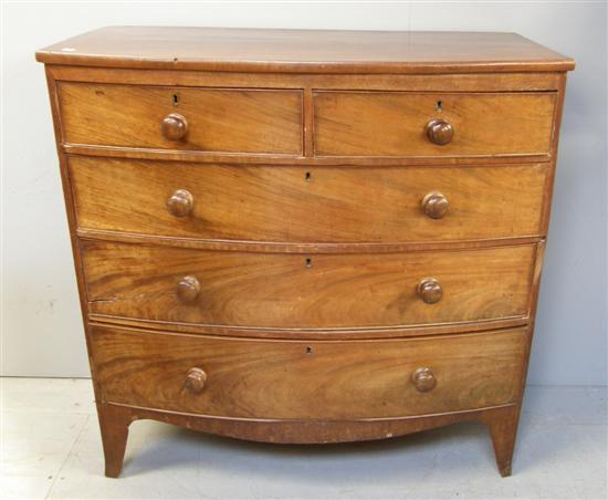 Appraisal: th Century mahogany bow fronted chest of two short and