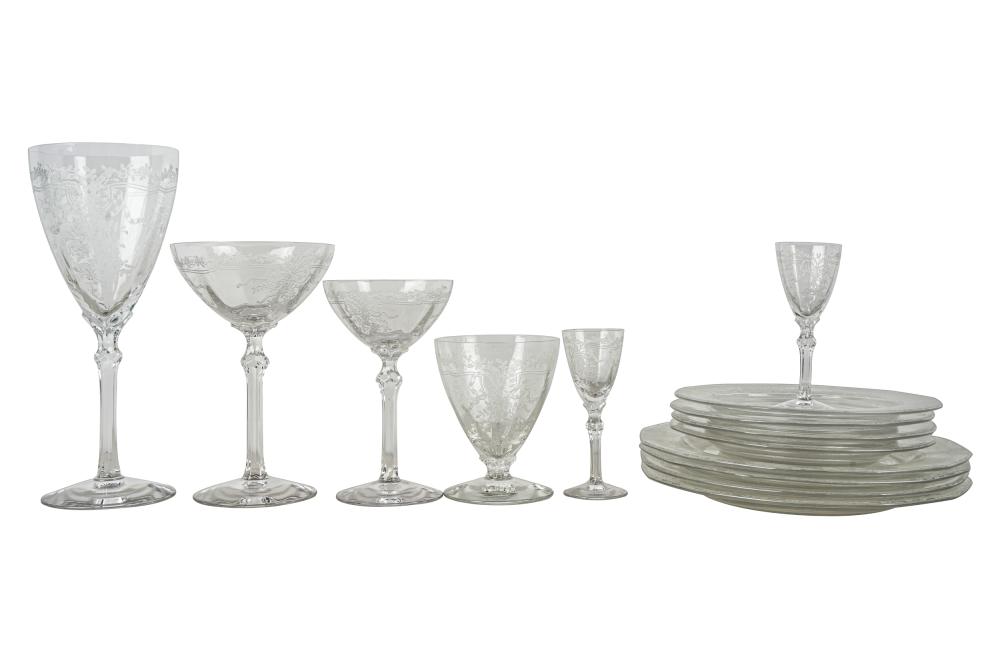 Appraisal: ETCHED GLASSWARE SERVICEcomprising dishes inches diameter smaller dishes inches diameter