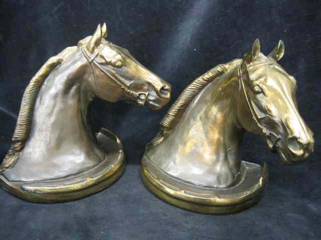 Appraisal: Pair of Bronzed Horsehead Bookends signed Gladys Brown Dodge Inc