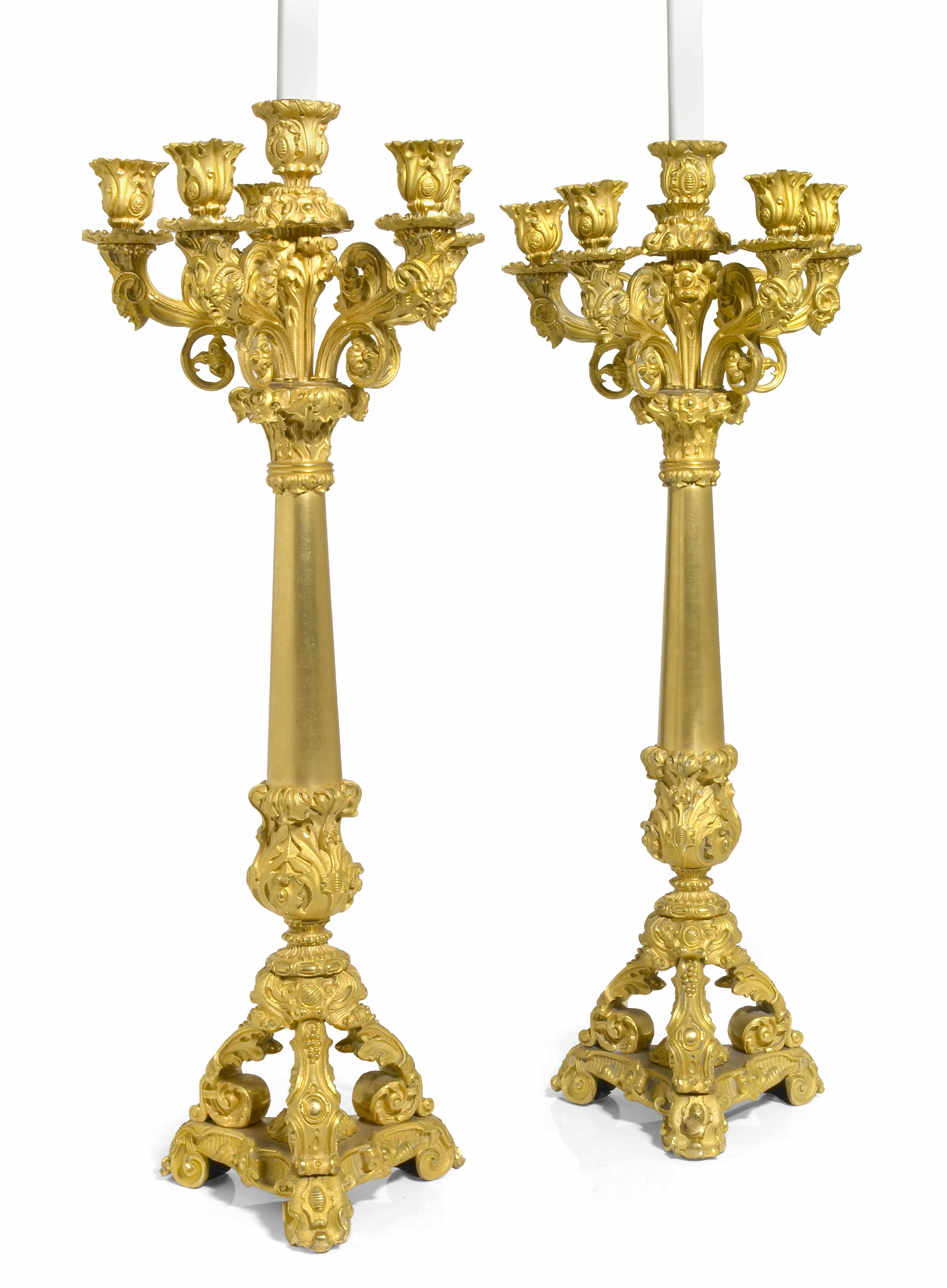 Appraisal: A pair of Louis Philippe gilt bronze six light candelabra