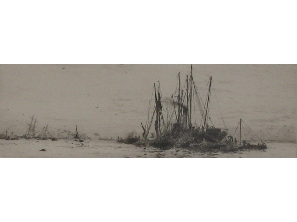 Appraisal: W L Wyllie R A Thames Barges etching x -