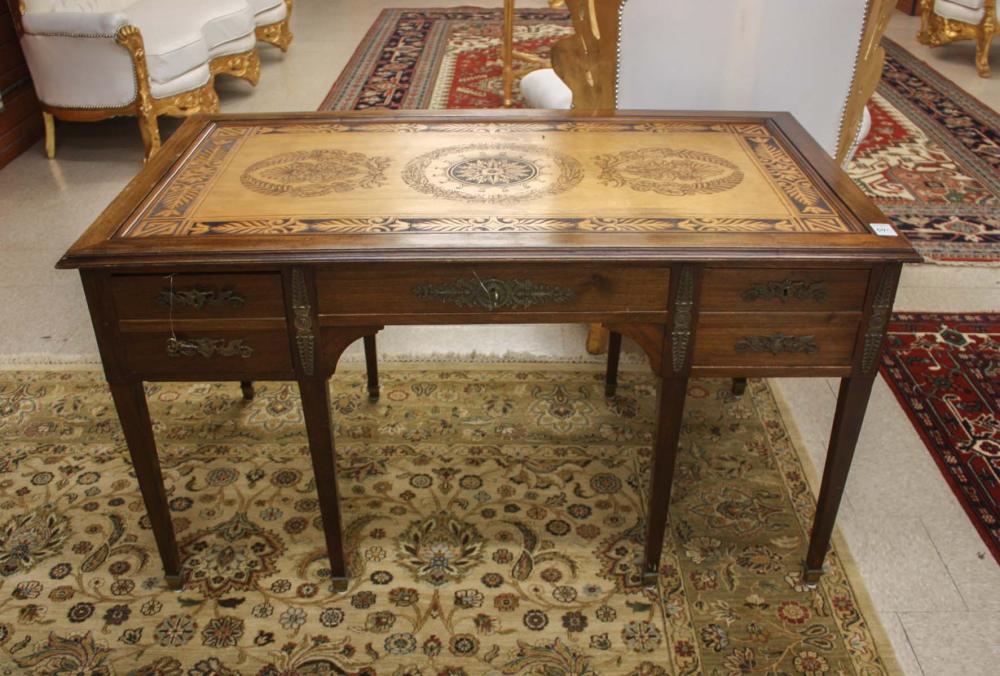 Appraisal: FRENCH EMPIRE STYLE MAHOGANY BUREAU PLAT Continental early th century