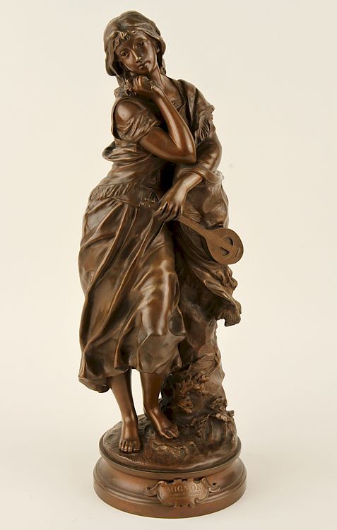 Appraisal: AFTER ADRIEN ETIENNE GAUDEZ BRONZE FIGURE INCISED After Adrien Etienne